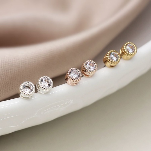 Silver Plated, Faux Gold & Rose Gold Plated Millgrain Edged Crystal Stud Set by Peace of Mind